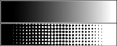 Umsetzung eines Halbtons in ein Schwarz/Weiß-Raster 